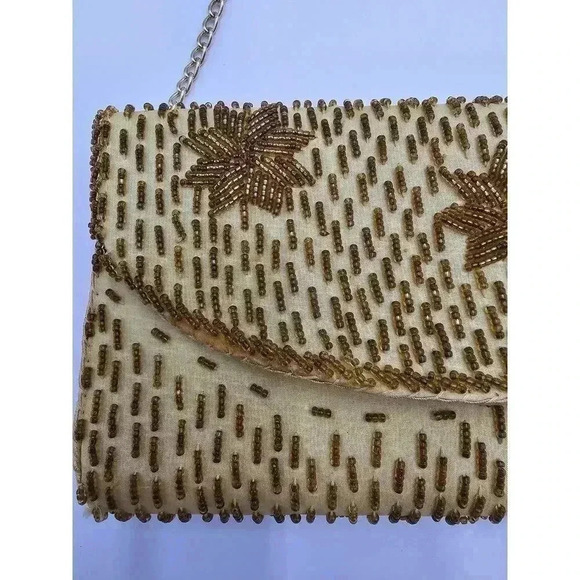 Vtg  Charisma Hong Kong Beaded Yellow and Gold Purse with Chain Strap - Picture 2 of 11